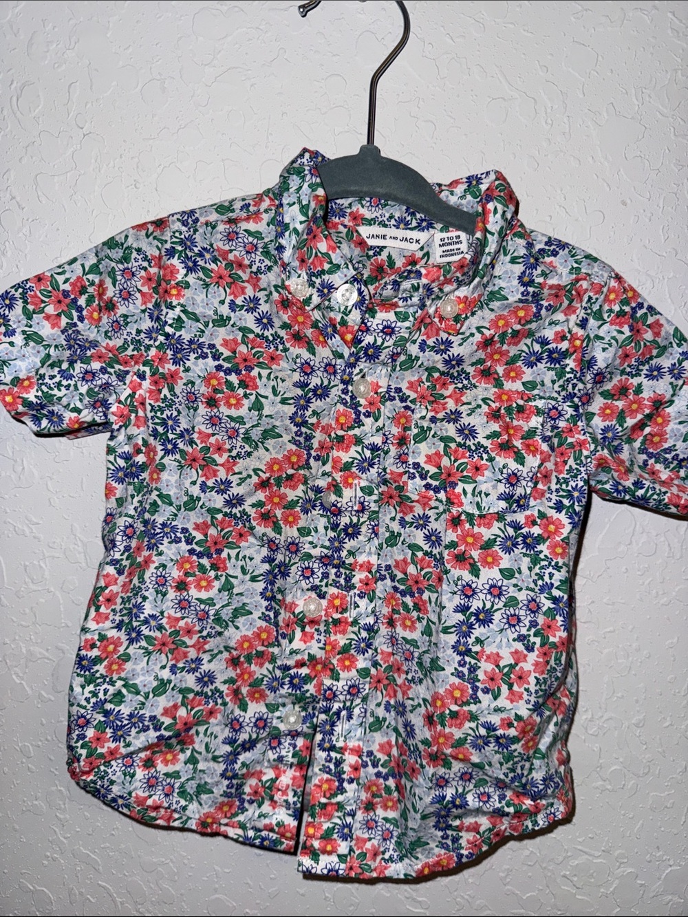 Janie and Jack White Floral Short-Sleeve Button-Down Shirt